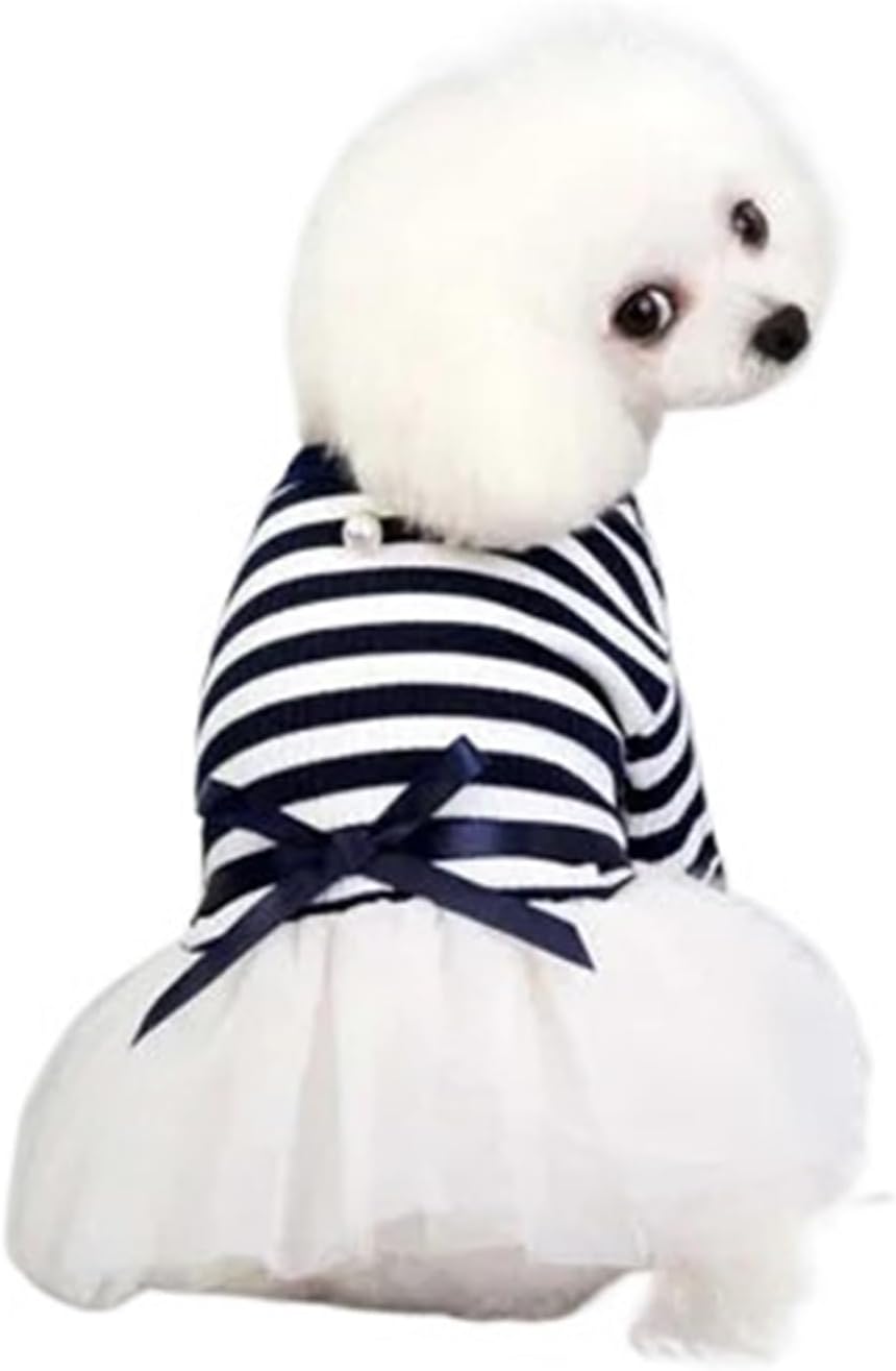 Summer Princess Pet Dress Compatible with Dogs Little Small Puppies Animal Cat Tutu Wedding Party Skirt Clothes Compatible with Chihuahua Yorks (Color : Blue, Size : S)