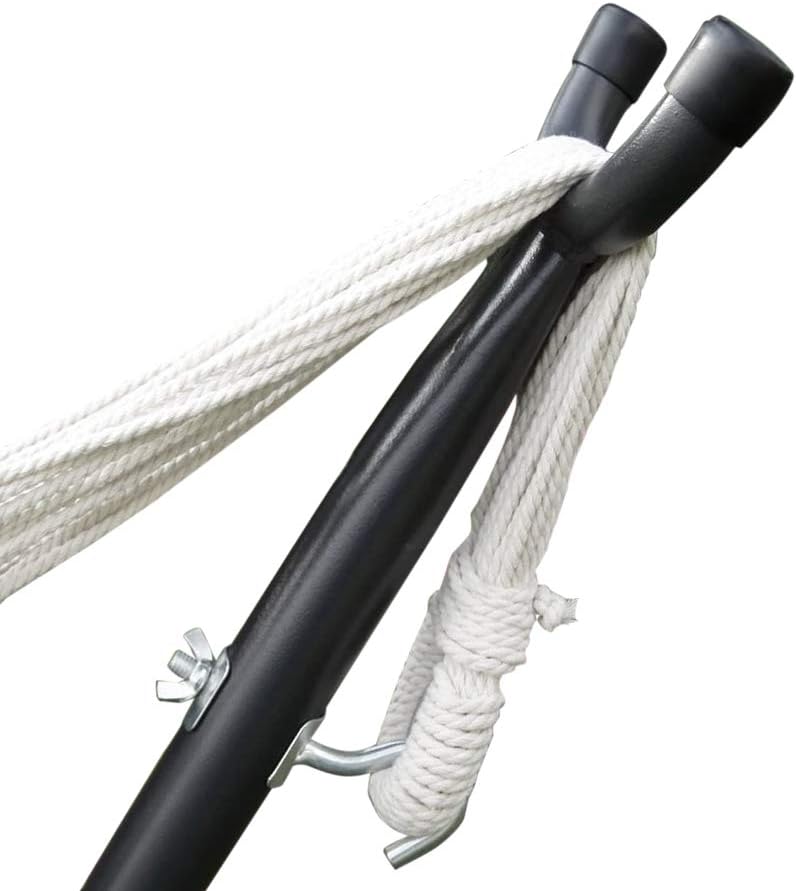 Zupapa 2 Person Hammock with Stand and Carrying Case, 550 Capacity, Portable for Living Room, Garden, Tassel Macrame White : Patio, Lawn & Garden