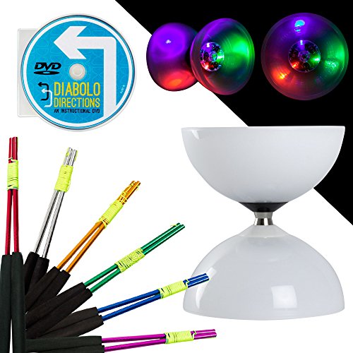 Juggle Dream LED Big Top Bearing Diabolo Set with Coloured Aluminium Diablo Sticks