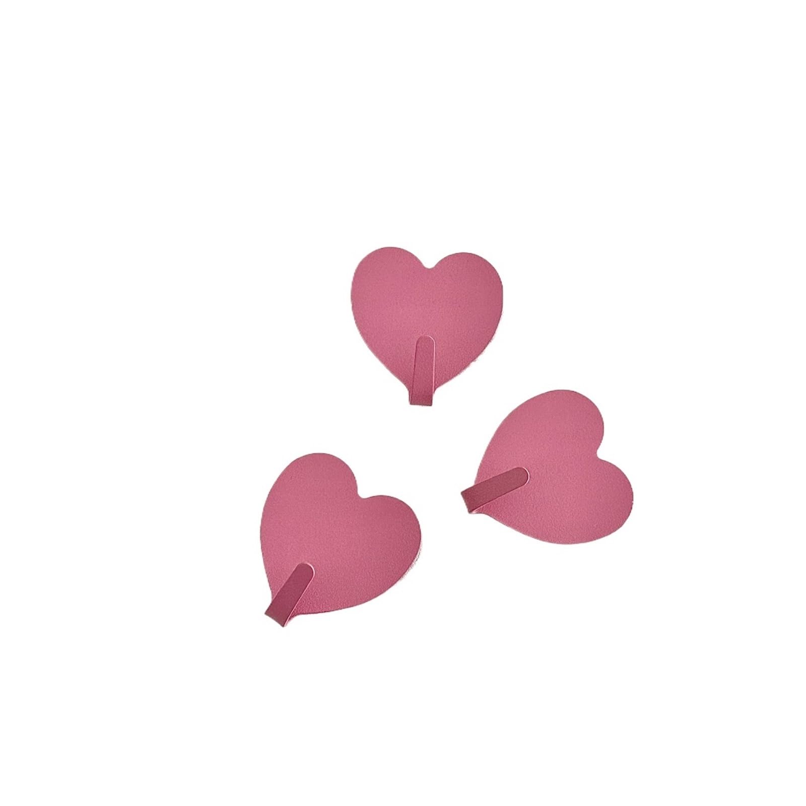 MKYYIOED Adhesive Hooks Pink Heart Sticky Hooks Wall Decoration Key Metal Bathroom Room Without Punch(Rose red-Heart,5pcs)