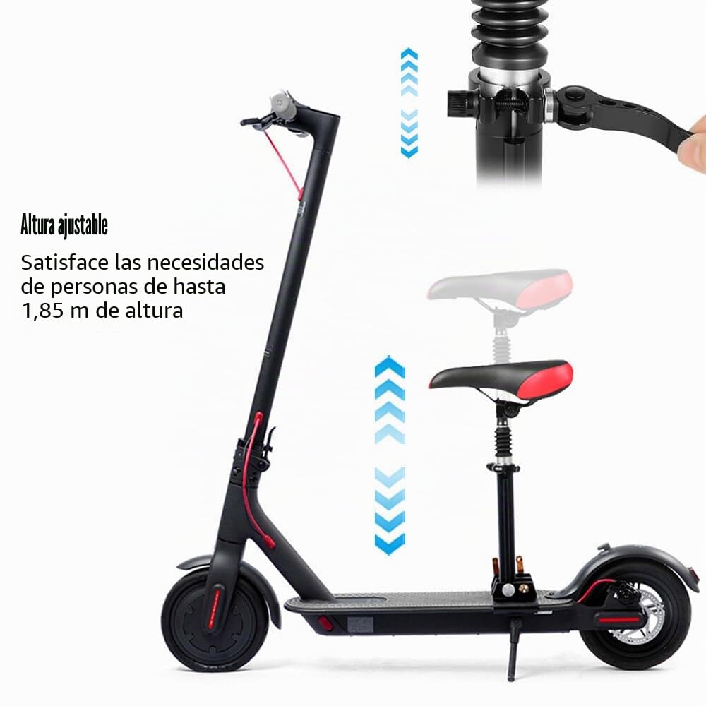 Sillín para Patinete Eléctrico Xiao-Mi M365, Sillín de Scooter Eléctrico, Sillín de Asiento de Patinete Eléctrico con Llave, Altura Ajustable 42-65cm, Ancho de la Base 15cm, Amortiguador/Suave