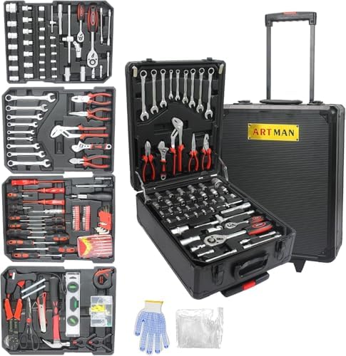 899PCS Tool Set, Household Tool Kit with Rolling Tool Box, Comple...