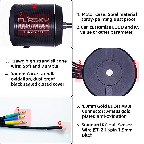 Flipsky Bldc Belt Motor 6374 190Kv 3250W For Electric Skateboard With Hall Sensor Dustproof Brushless Motor Diy Electric Skateboard #TOP1