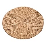 LIFKOME 2 Pcs Cushion Straw Flat Tatami Mat Floor Pillows Seating for Adults Circle Throw Pillow Japanese Pillow Round Place Mats Straw Woven Cushion Simple Rounded Seat Pad Woven Seat Mat