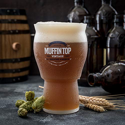 Beer Glasses - Nucleated Pint Glass - The Muffin Top Glass for Enhanced Taste of Beer and Cider - Tulip Shape and Nucleation for Better Tasting Beer, IPAs and Cider (Muffin Top Logo Single) - Thumbnail 2