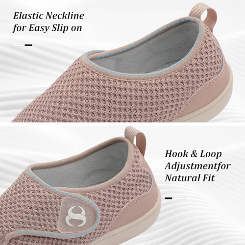 Image of Womens Walking Shoes Comfortable Wide Diabetic Shoes Adjustable Zero Drop Edema Shoe Breathable Neuropathy Nursing Shoes Casual Wide Width Sneakers