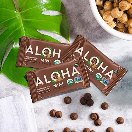 Aloha Organic Plant Based Protein Bar Minis | Chocolate Chip Cookie Dough | 20 Count, 24G Bars | Vegan, Low Sugar, Gluten Free, Paleo, Low Carb, Non-Gmo, Stevia Free, Soy Free, No Sugar Alcohols (Chocolate Chip Cookie Dough) #TOP6
