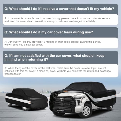 Image of 10 Layers Truck Cover Waterproof All Weather Custom Fit Toyota Tundra(2021-2026) Double Cab /CrewMax Cab Short Bed, Outdoor Full Exterior Pickup Car Cover Sun Rain Snow Ice Protection. Black