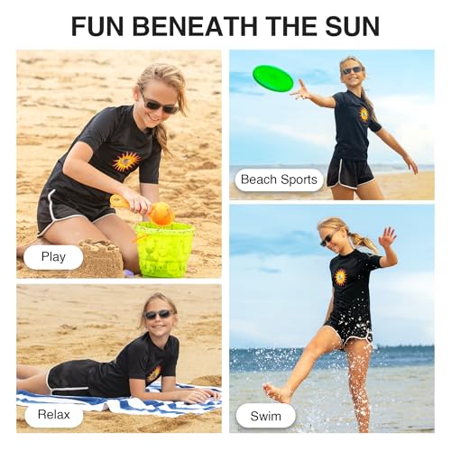 Image of Kanu Surf Girls' Karlie Rash Guard UPF 50+ Sun Protection Short Sleeve Swim Shirt