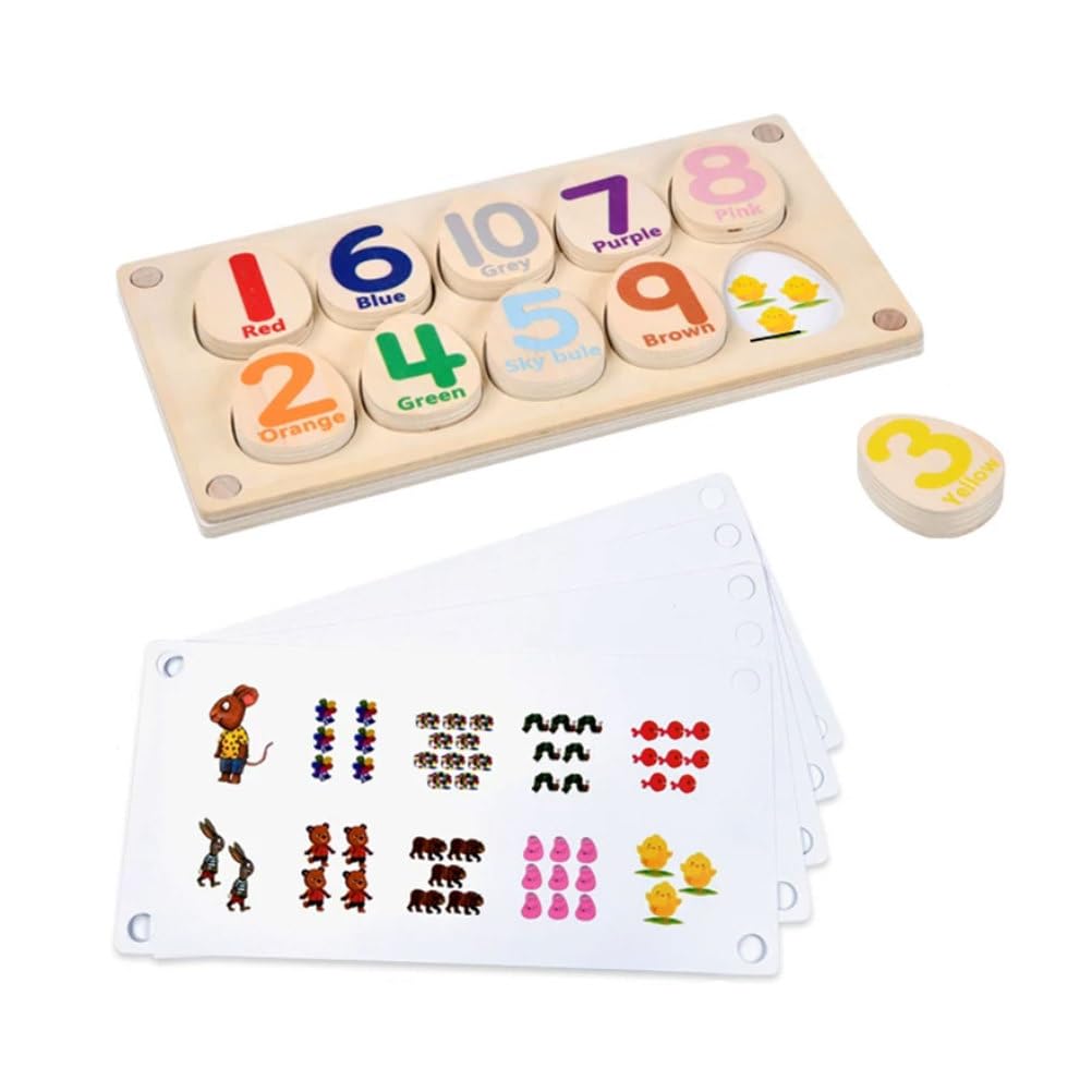 ttnmrc Montessori Wooden Number Color Matching Egg Puzzle