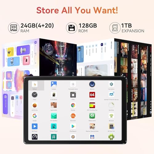 Image of URAO Android 15 10.1 inch Tablet with Octa-core Processor 24GB RAM 128GB ROM HD IPS Touchscreen 8H Battery, Wi-Fi 6, BT 5.0, Dual Camera, Android Tablets with Keyboard Mouse Stylus Case Headphone