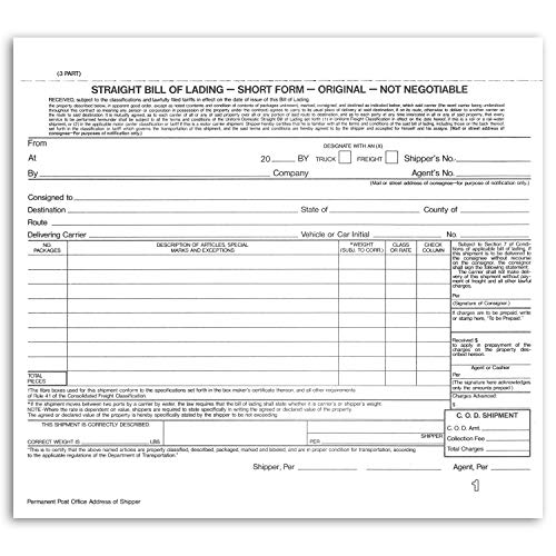 NextDayLabels 3-Part Bill of Lading