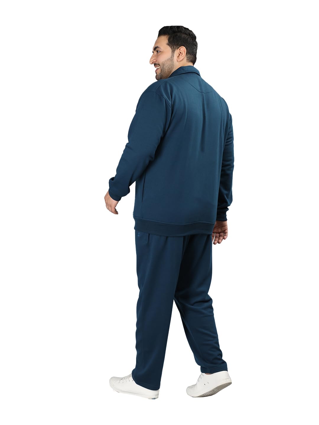 CHKOKKO Mens Plus Size High Neck Winter Tracksuit Full Zip Jacket with Elastic Waist Lower Warm Soft Jogging Suit Activewear Set for Gym Running and Casual Wear Indigo Black 3XL 1