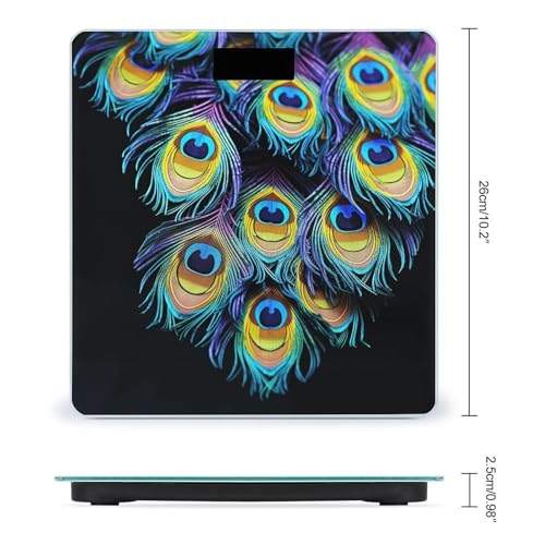 Balanza digital de baño con diseño de plumas de pavo real miniatura 2