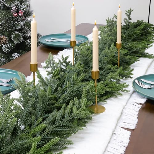 TOWPONICS 2Pcs 6FT Christmas Garland, Norfolk Pine Garland for Mantle Decor - image 6