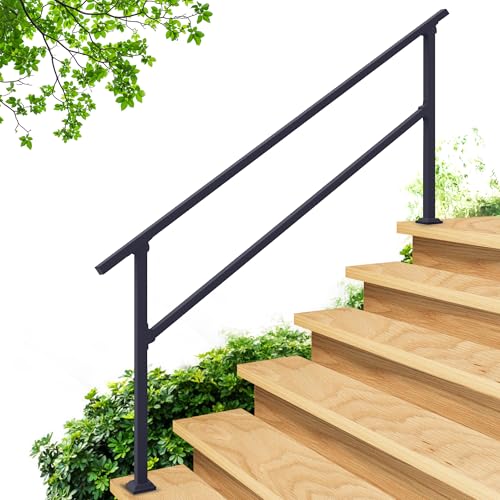 CHR Fence & Rail 170x91.5cm Hand Rails for Outdoor Steps, 6 Step Railing & Indoor Stair Railing Kit, Railings for Outdoor Steps and Hand Rails for Porch Railing & Deck Hand Rail, 5-6 Step Handrail