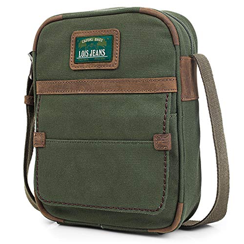 Lois: Bandolera de Hombre Mediana. Bolso de Mano. Bolsa Mensajero al Hombro. Cierre Cremallera