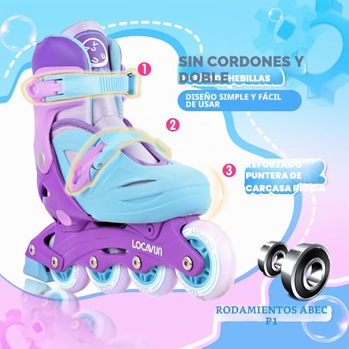 Miniatura 2 de Locavun Patines En Línea,4 Tamaños Ajustables Con Ruedas Que Brillan En La Oscuridad,Patines En Línea Para Niños Para Uso En Interiores Y Exteriores