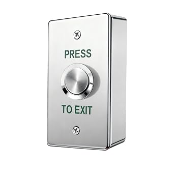 Heavy Duty Push to Exit Button1.8mm Stainless Steel Exit Button for Push Button Door Lock,Die-Cast Aluminum Back Box,Surface Mount,Momentary NO/COM Switch for Offices, Stores & Commercial Buildings