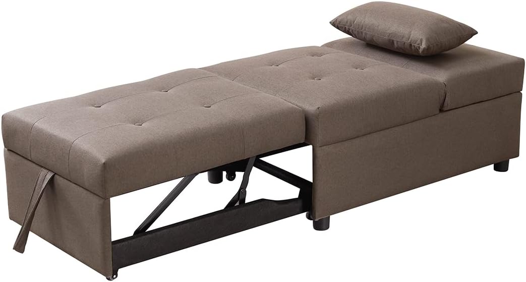 Kings Brand Furniture - Multi-Function Ottoman, Sofa Bed Sleeper, Convertible Chair, Dark Grey