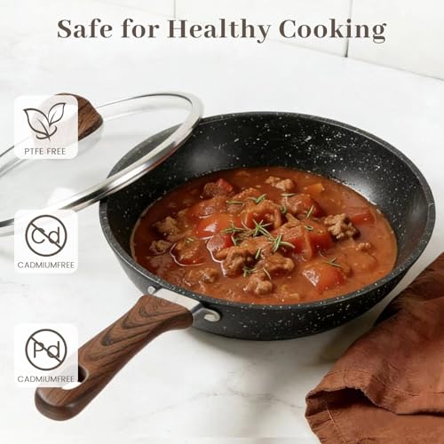 Image of Frying Pans Skillet - 9 Pieces Nonstick Frying Pan Set Includes 3 Sizes (8 inch / 10 inch / 12 inch), PFOA Free, Induction & Oven Safe, Easy to Clean for Home Daily Cooking