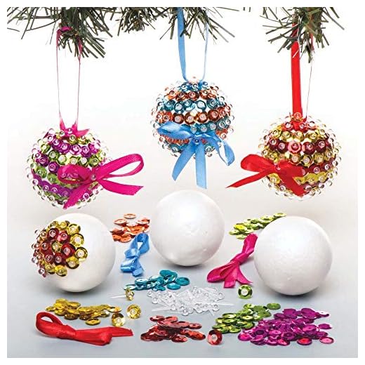 Baker Ross Kit de Boules de Noël à Sequins en Plastique (Paquet de 3) - Loisir Créatifs pour Enfants et Adultes