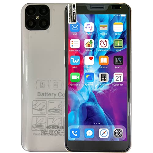 Unlocked Cell Phones, 2022 New Android 10.0 Smartphones HD Full Screen Phone, Dual SIM Unlocked Cellphones, 512M+4G RAM 6.1inch Touch Screen Mobile Smart Phone Best Birtday Gift (White)