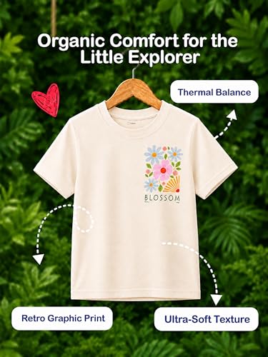 Image of Kidbea Bamboo Kids T-Shirt Ultra-Soft Premium Half Sleeve Graphic Tee for Girls, Casual Summer Wear for Toddlers & Kids