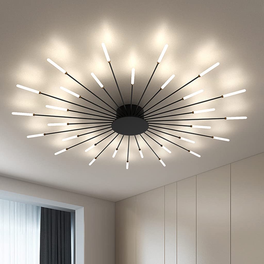 LYMSXAZOU Modern Ceiling Light LED Lamp Fireworks Design Chandelier Creativity Bedroom Living Room Wall Reception Hall Office Children's Indoor Lighting Decorative Lights (Black,30 Heads)