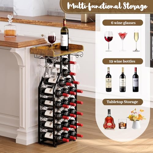 Soporte para botellas whiskey capacidad 19 botellas 6 copas miniatura 3