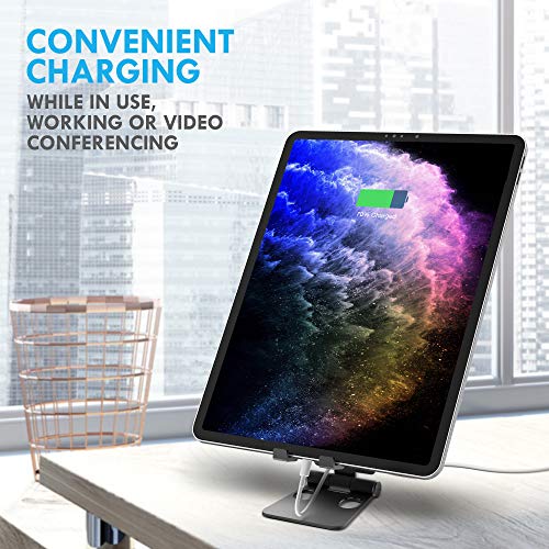 Aduro U-Rise Xl Adjustable Aluminum Tablet Stand Ipad Holder Foldable Phone Stand Compatible With Iphone Ipad Pro 11, 9.7, 10.5 Air Mini 4 3 2, Nexus, Tab, E-Reader (4-12") Black #TOP1
