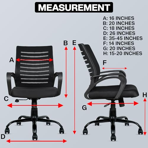 Image of MRC EXECUTIVE CHAIRS ALWAYS INSPIRING MORE Boom Mesh Mid-Back Ergonomic Desk Office Chair With Tilting Mechanism,Comfortable Seat & Revolving Heavy Duty Metal Base|for Work from Home & Study (Black)