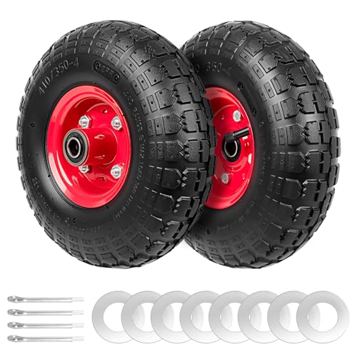 budrash 4.10/3.50-4 Tire and Wheel, 10' Air-Filled Tires Wheels with 5/8' Axle Bore Hole for Hand...