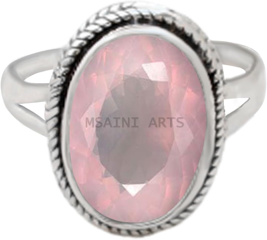 Solid 925 Sterling Silver Ring For Womens & Girls, Emerald Ring Gemstone Unique Handcrafted Ring