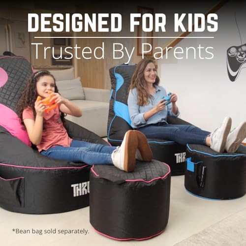 Throne Boss Gaming Footstool - Cover ONLY No Filling - Matching Bean Bag Chair Pouf/Ottoman - Round Gamer Foot Stool Footrest with Drink Holder (Purple) by Throne Boss - Image 9