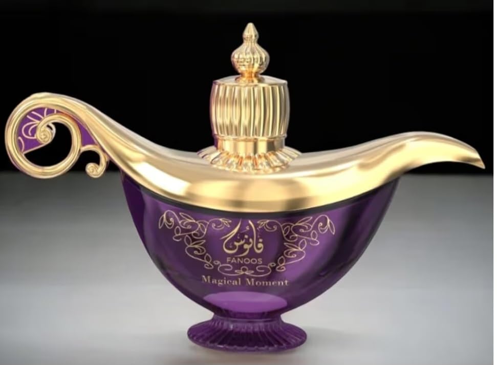 Fanoos Magical Moment Eau de Parfum, Arabian Genie Lamp Bottle, Purple and Gold