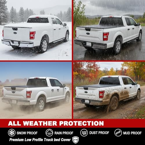 Image of FRP Low-Profile Flip-Up Hard Tri-Fold Tonneau Cover fits 2019-2023 Ford Ranger 5ft Short Bed