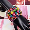 Caiyao Multi-Colored Wooden Beads Stretch Bracelet Wide Chunky Bangle Bohemian Jewelry Wood Elastic Wristband for Women-colorful #3