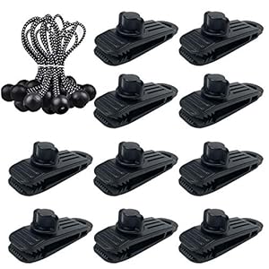 HengLiSam Clips de Bâche, Pinces Résistantes au Vent pour Auvents, Camping en Plein Air, Auvents de Caravane, Couvertures de Voiture, Couvertures de Piscine (10+10 Pcs)