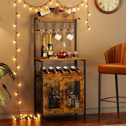 X-cosrack bar cabinet with 3 tiers and wine rack