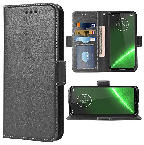 Étui en cuir PU Moto G7 et G7 Plus noir avec fentes pour cartes