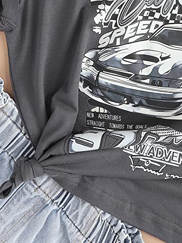 WDIRARA Girl's Car Letter Graphic Print Round Neck Short Sleeve Tee Casual T Shirts4