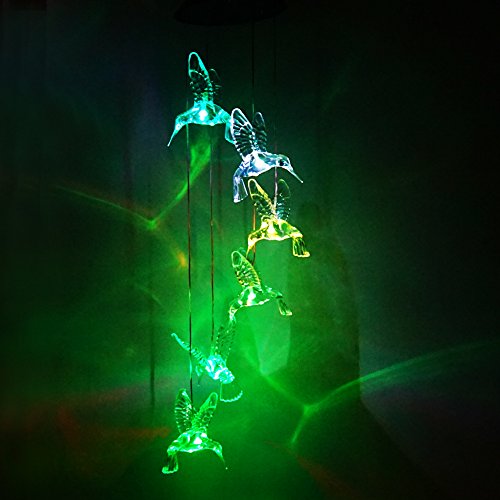 Solar Operated Mobile Light Led Solar Light Wind Spinner Color Changing Wind Chime Light (Hummingbird) #TOP3