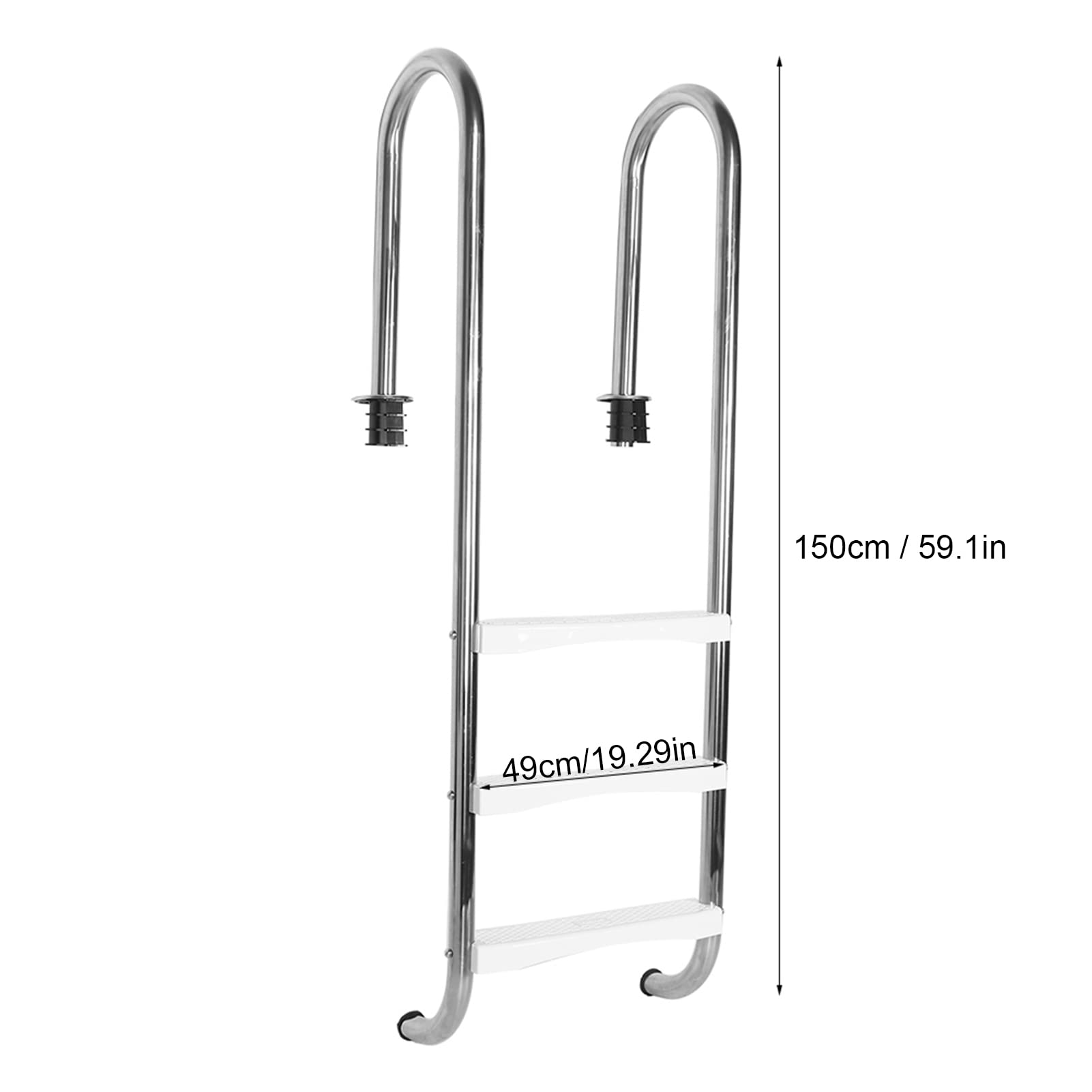Tnfeeon Scaletta per Piscina Scaletta per Piscina a 3 Gradini in Acciaio Inossidabile 304 Altezza 59,1 Pollici Gradini in ABS Antiscivolo con Dispositivo di Fissaggio Larghezza Interna 18,1 Pollici