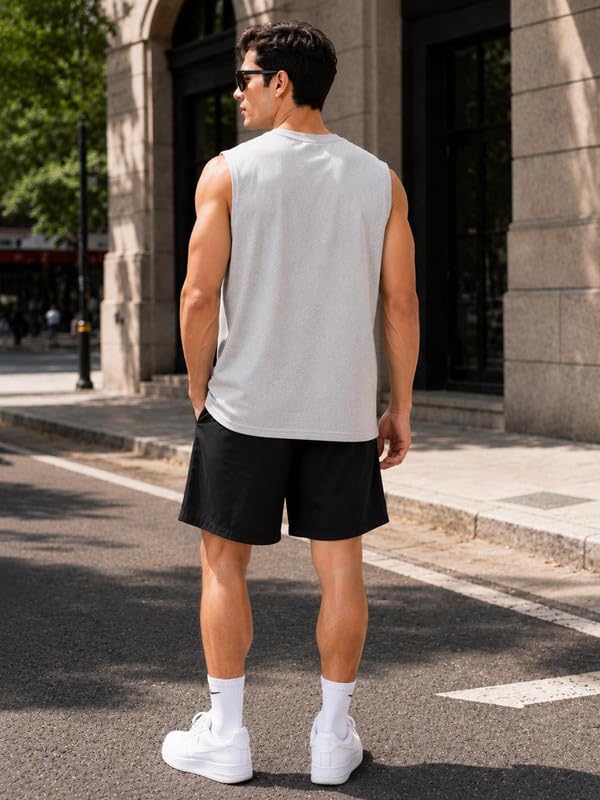 Image of O3e Boston 23 Men Sleeveless Gym Vest Tank Top | Cotton Blend Sports T-Shirt for Workout Running Training, Gym & Casual | Breathable Regular Fit Athletic Muscle Tee