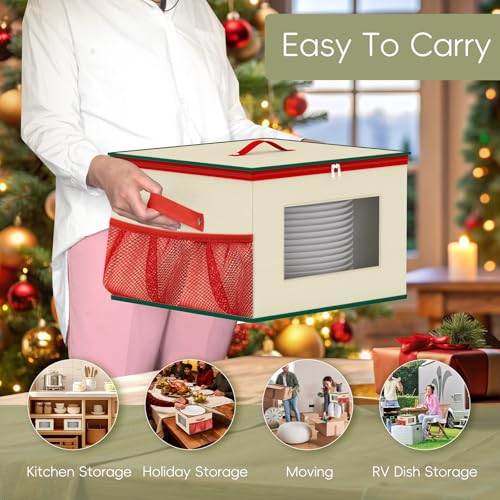 homyfort China Plate Storage Containers, Dish Storage Box Protectors, 2 Pack 12 Inch Hard Shell Dinner Plate Organizer with Lids and Felt Dividers (Beige) homyfort China Plate Storage Containers, Dish Storage Box Protectors, 2 Pack 12 Inch Hard Shell Dinner Plate Organizer with Lids and Felt Dividers (Beige) - Image 7