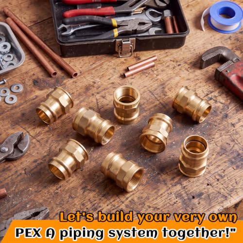 Image of 8 Pack 1 inch Press x 1 inch FIP Brass Press Fittings | Npt Adapter for Residential & Commercial Piping