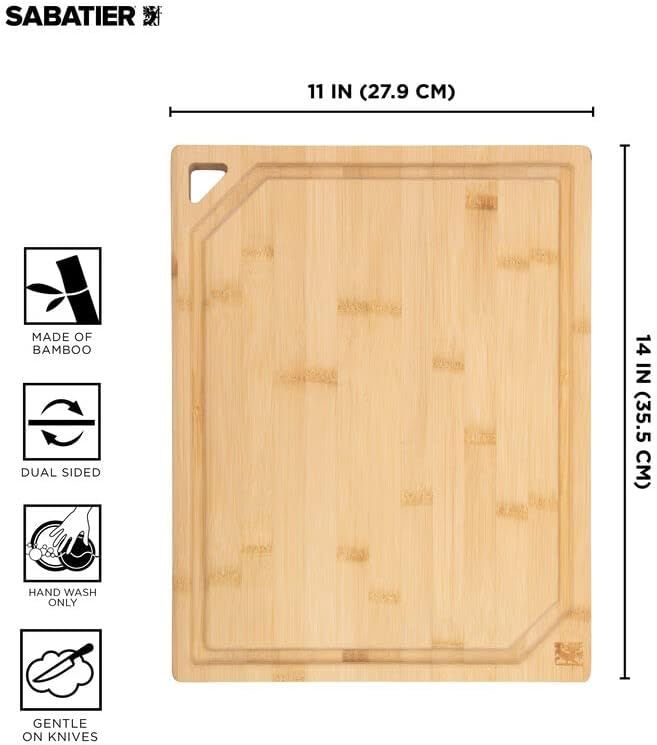 Miniatura 7 de Sabatier Tabla de cortar grande con zanja de jugo perimetral y asas empotradas para entretenimiento y preparación de comidas, tabla de cortar