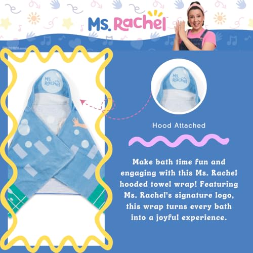 Image of Ms. Rachel Kids Super Soft Bath /Pool /Beach Soft Cotton Terry Hooded Towel Wrap, 24 in x 50 in, (Officially Licensed Product) By Franco