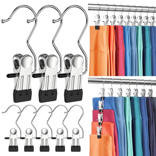 12 Pack Pants Hangers with Clip,Legging Organizer for Closet Hanging, Space Saving Yoga Pants...